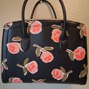 Kate Spade Black Tote with Pink Floral Design